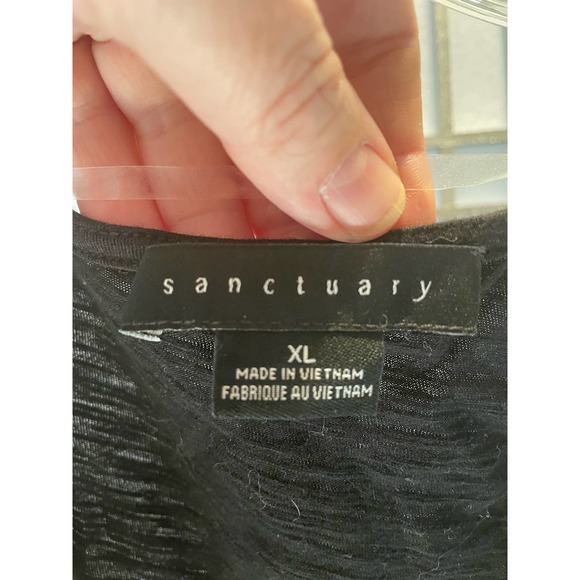 SANCTUARY Black Sleeveless Blouse Button Down the Front Tie Waist XL - Picture 2 of 5